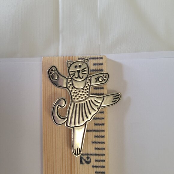Sterling Cat Earring & Sterling Ballerina Cat Pin - Picture 6 of 14